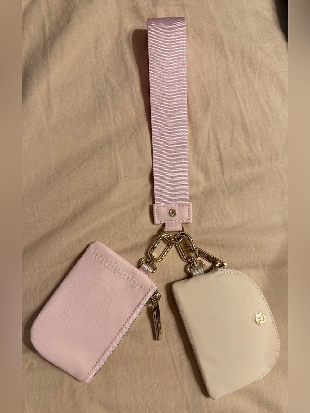 lululemon athletica Pink & Cream Dual Wristlet